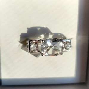 3.02CT Genuine Crystal Quartz & White Topaz .925 Sterling Silver Ring